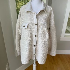 Aerie Ivory Sherpa Shacket Size Large